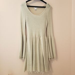 Boho 2 Piece Mini Sweater Dress, Oatmeal,  Sz L